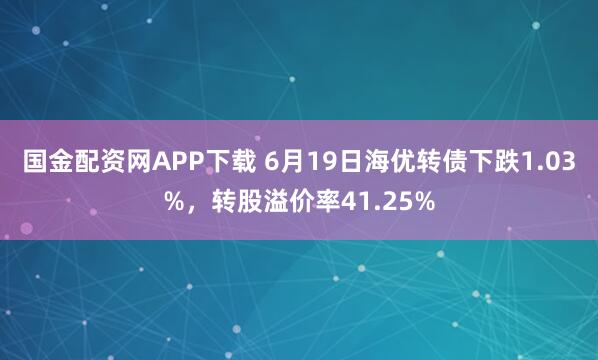 国金配资网APP下载 6月19日海优转债下跌1.03%，转股溢价率41.25%