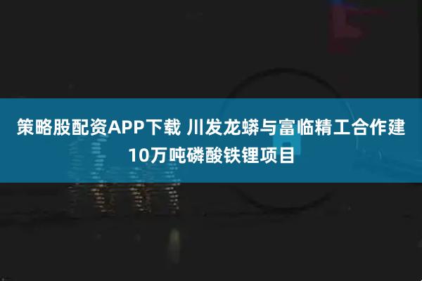 策略股配资APP下载 川发龙蟒与富临精工合作建10万吨磷酸铁锂项目