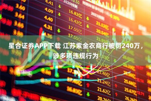 星合证券APP下载 江苏紫金农商行被罚240万，涉多项违规行为